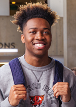 Student wearing a backpack